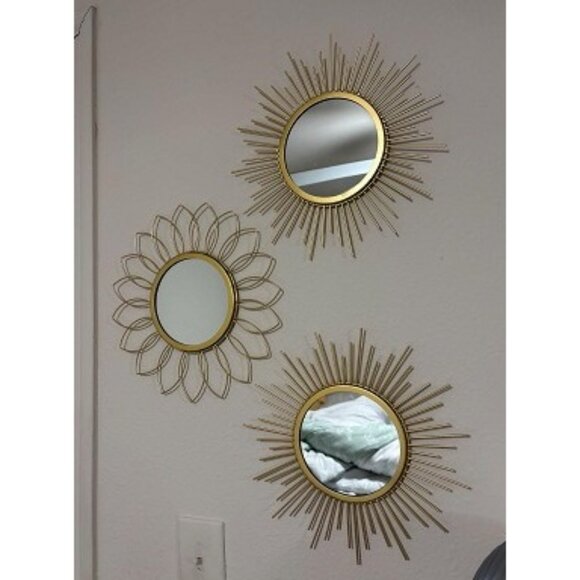 Other - New 3 Pack Metal Mirrors for Wall Sunburst Wall Mirrors Home Décor Decorative